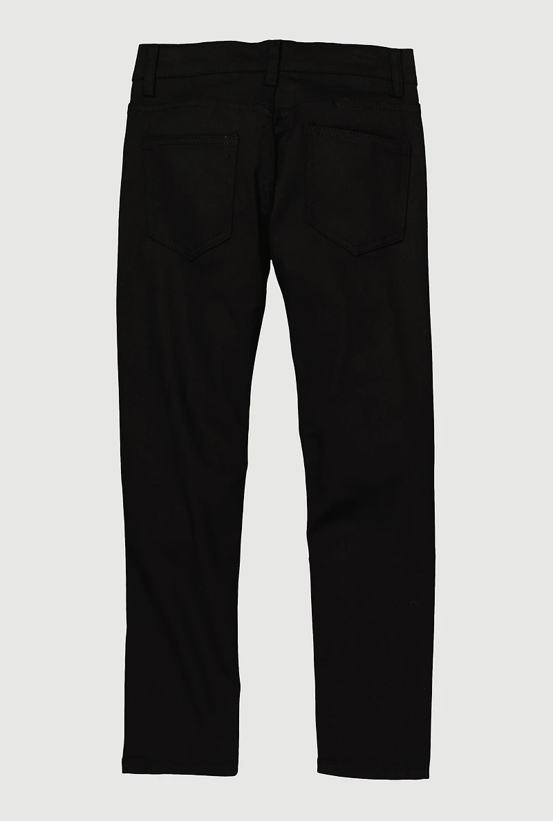 Boys Patch and Repair Moto Skinny Jeans, Black, Size 16