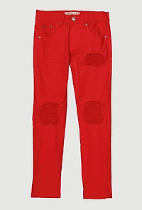 Boys Solid Rip and Repair Moto Jeans, Red, Size 8