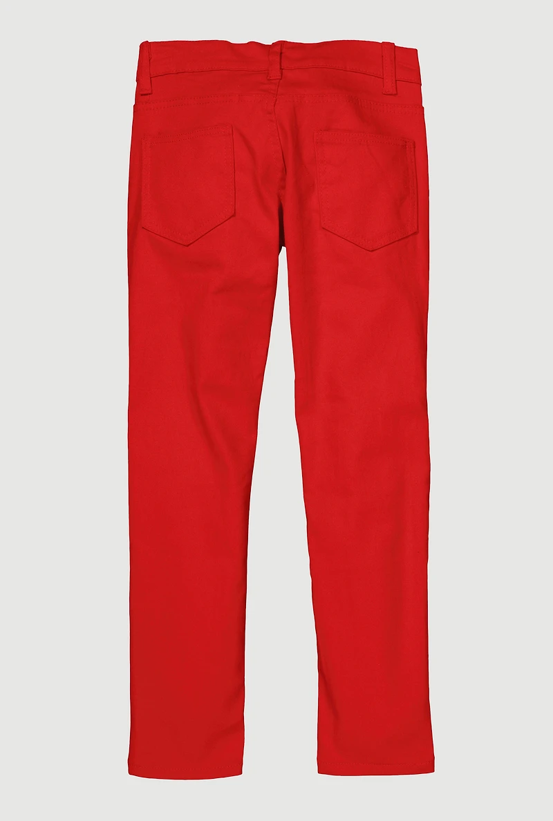 Boys Solid Rip and Repair Moto Jeans, Red, Size 14