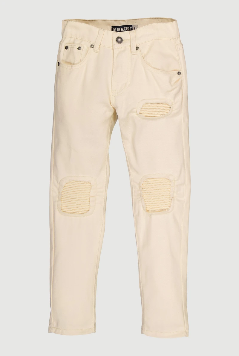 Boys Patch and Repair Stretch Straight Leg Jeans