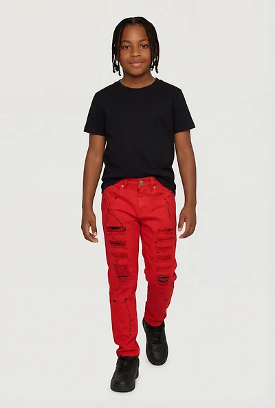 Boys Paint Splatter Frayed Jeans