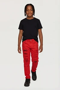 Boys Paint Splatter Frayed Jeans