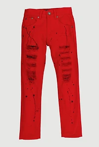 Boys Paint Splatter Frayed Jeans