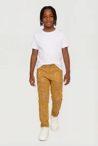 Boys Paint Splatter Frayed Straight Leg Jeans
