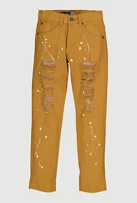 Boys Paint Splatter Frayed Straight Leg Jeans