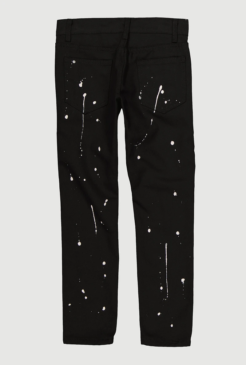 Boys Paint Splatter Graphic Moto Jeans