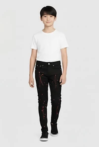 Boys Paint Splatter Slim Moto Jeans