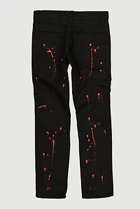 Boys Paint Splatter Slim Moto Jeans