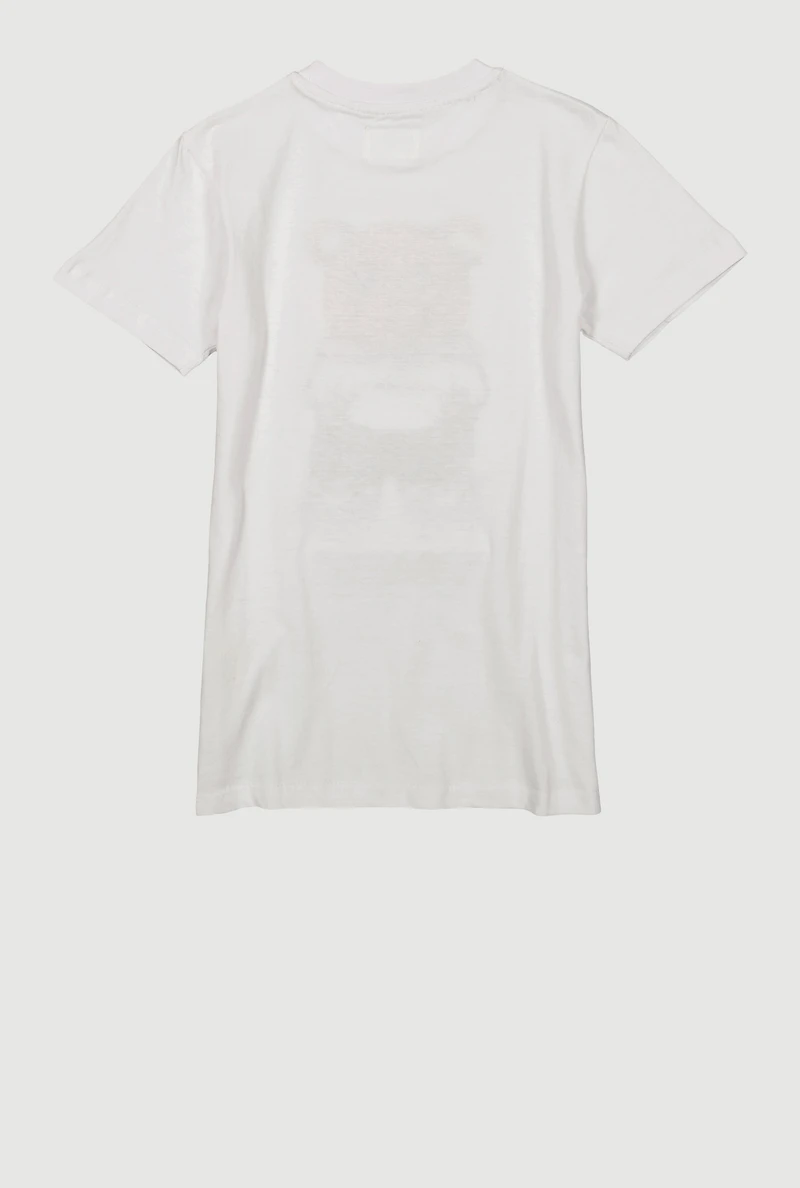 Boys Bear Chenille Patch Graphic Tee, White, Size 8