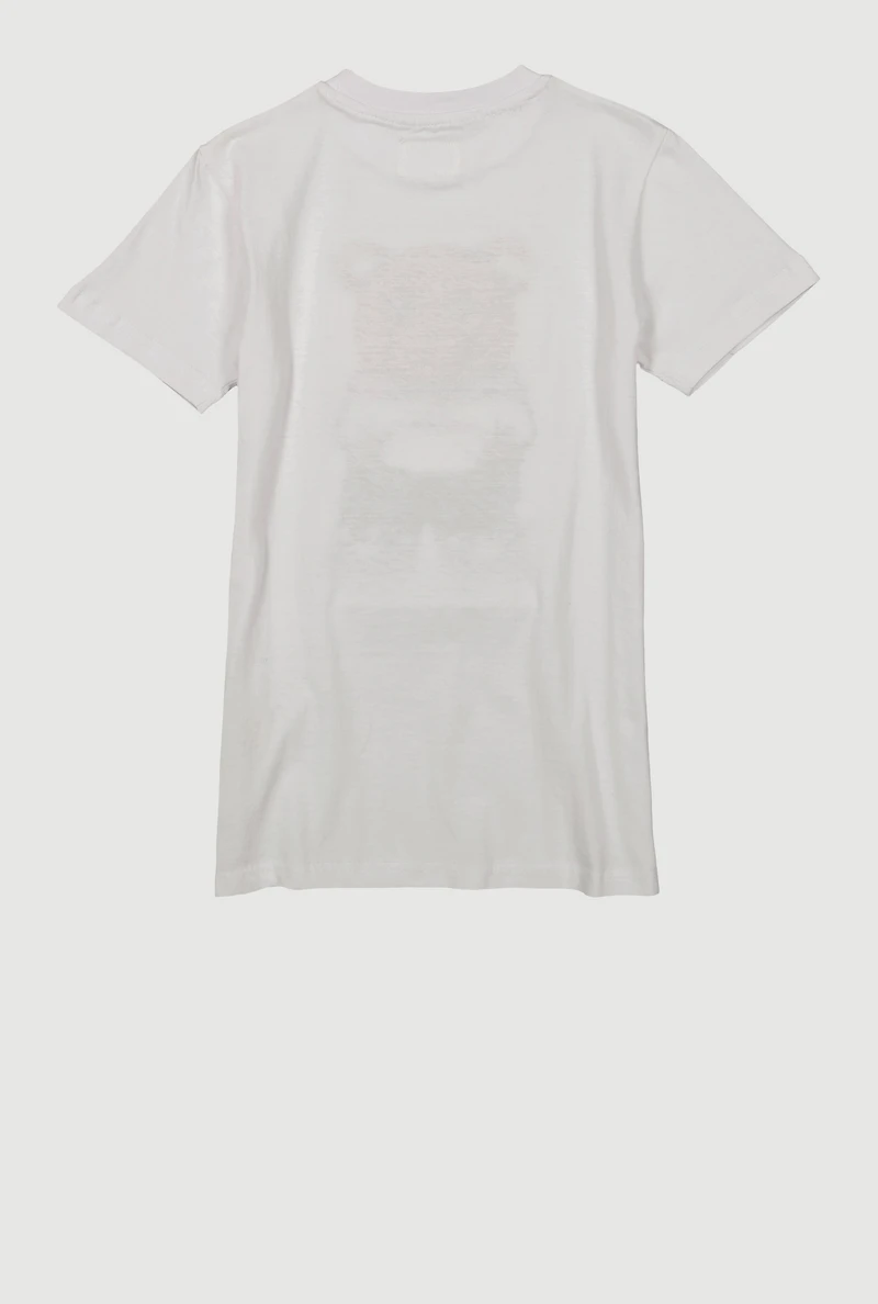 Boys Chenille Bear Patch Graphic Tee, White, Size S