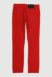 Boys Solid Distressed Jeans, Red, Size 12