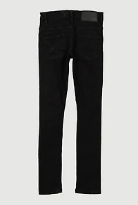 Boys Frayed Patch and Repair Distressed Jeans, Black, Size 8