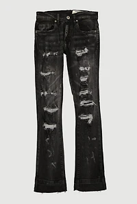 Boys Mineral Wash Sinners X Saints Distressed Jeans, Grey, Size 10