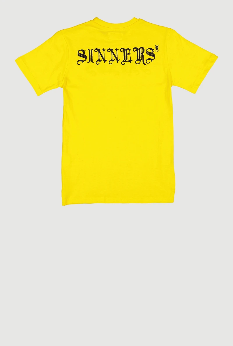 Boys Saints Sinners Graphic Tee, Yellow, Size 18-20