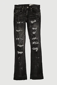 Boys Mineral Wash Sinners X Saints Patch and Repair Jeans, Grey,