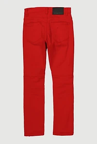 Boys Distressed Moto Skinny Jeans, Red,