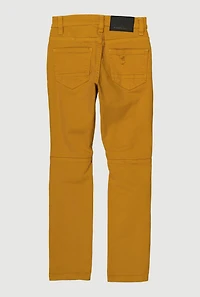 Boys Solid Distressed Moto Jeans, Yellow, Size 8