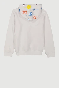 Boys DLXE Drip Pattern Hooded Sweatshirt, White, Size 14-16