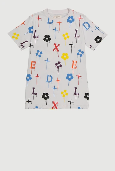 Boys Drip Printed Pattern Tee, Multi, Size 8