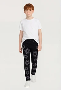 Boys Floral Rhinestone Skinny Jeans