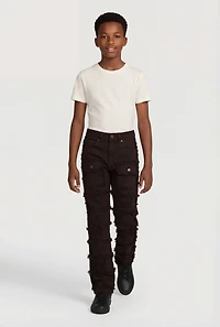 Boys Frayed Tiered Straight Leg Jeans
