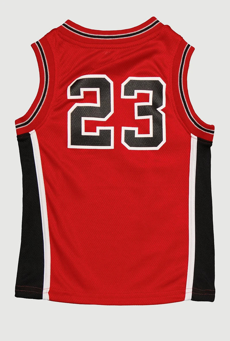 Little Boys Graphic Basketball Jersey, Red, Size 4