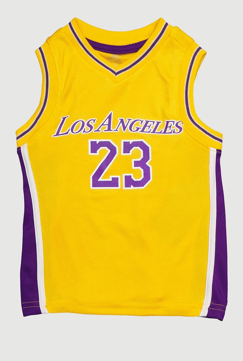Little Boys Graphic Basketball Jersey, Yellow, Size 4