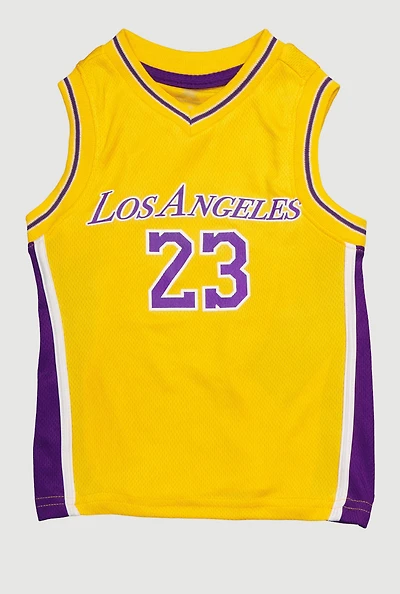 Little Boys Graphic Basketball Jersey, Yellow, Size 4