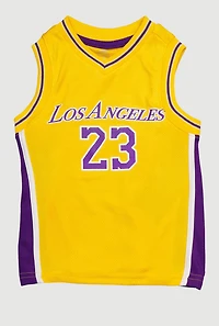 Little Boys Graphic Basketball Jersey, Yellow, Size 5-6