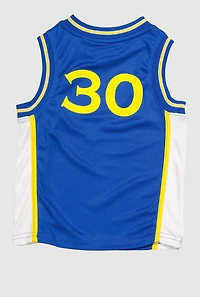 Little Boys Graphic Basketball Jersey, Blue, Size 4