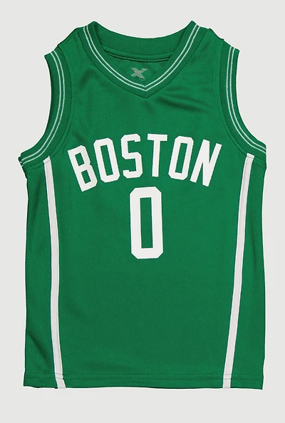 Little Boys Contrast Trim Graphic Basketball Jersey, 7