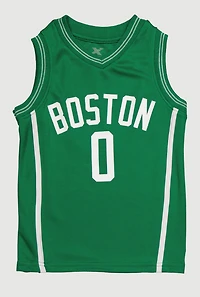 Little Boys Contrast Trim Graphic Basketball Jersey