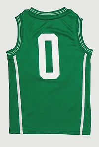 Little Boys Contrast Trim Graphic Basketball Jersey, Green, Size 5-6