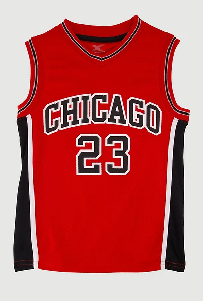 Boys Graphic Basketball Jersey, Red, Size 8
