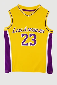 Boys Graphic Basketball Jersey, Yellow, Size 14-16