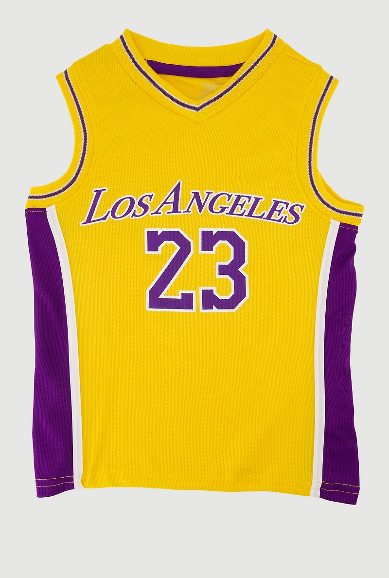 Boys Graphic Basketball Jersey, Yellow, Size 10-12