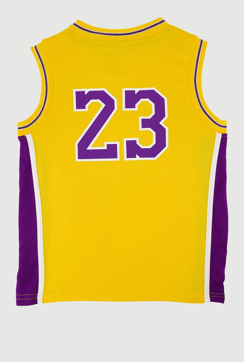 Boys Graphic Basketball Jersey, Yellow, Size 14-16
