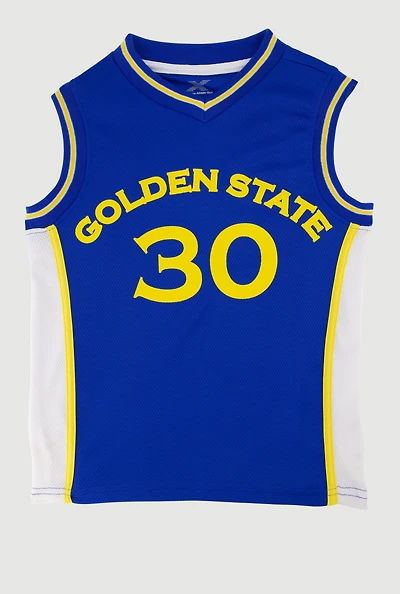 Boys Graphic Basketball Jersey, Blue, Size 14-16