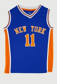 Boys V Neck Graphic Basketball Jersey, Blue, Size 10-12