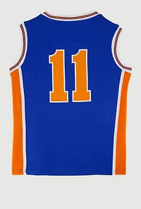 Boys V Neck Graphic Basketball Jersey, Blue, Size 10-12