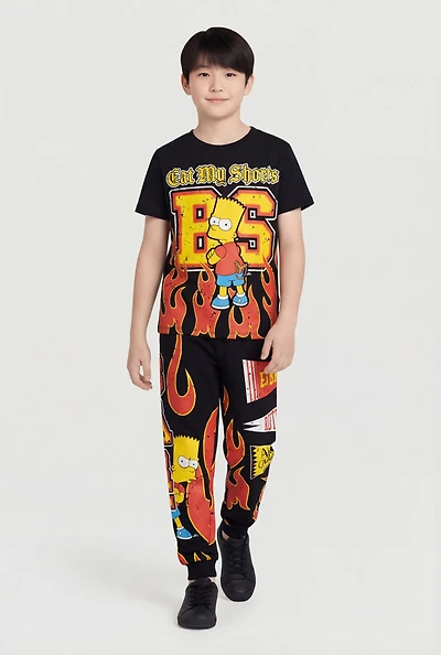 Boys Bart Simpson Eat My Shorts Tee and Joggers
