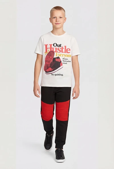 Boys Out Hustle Everyone Graphic Tee and Moto Joggers
