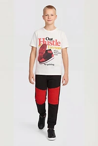 Boys Out Hustle Everyone Graphic Tee and Moto Joggers