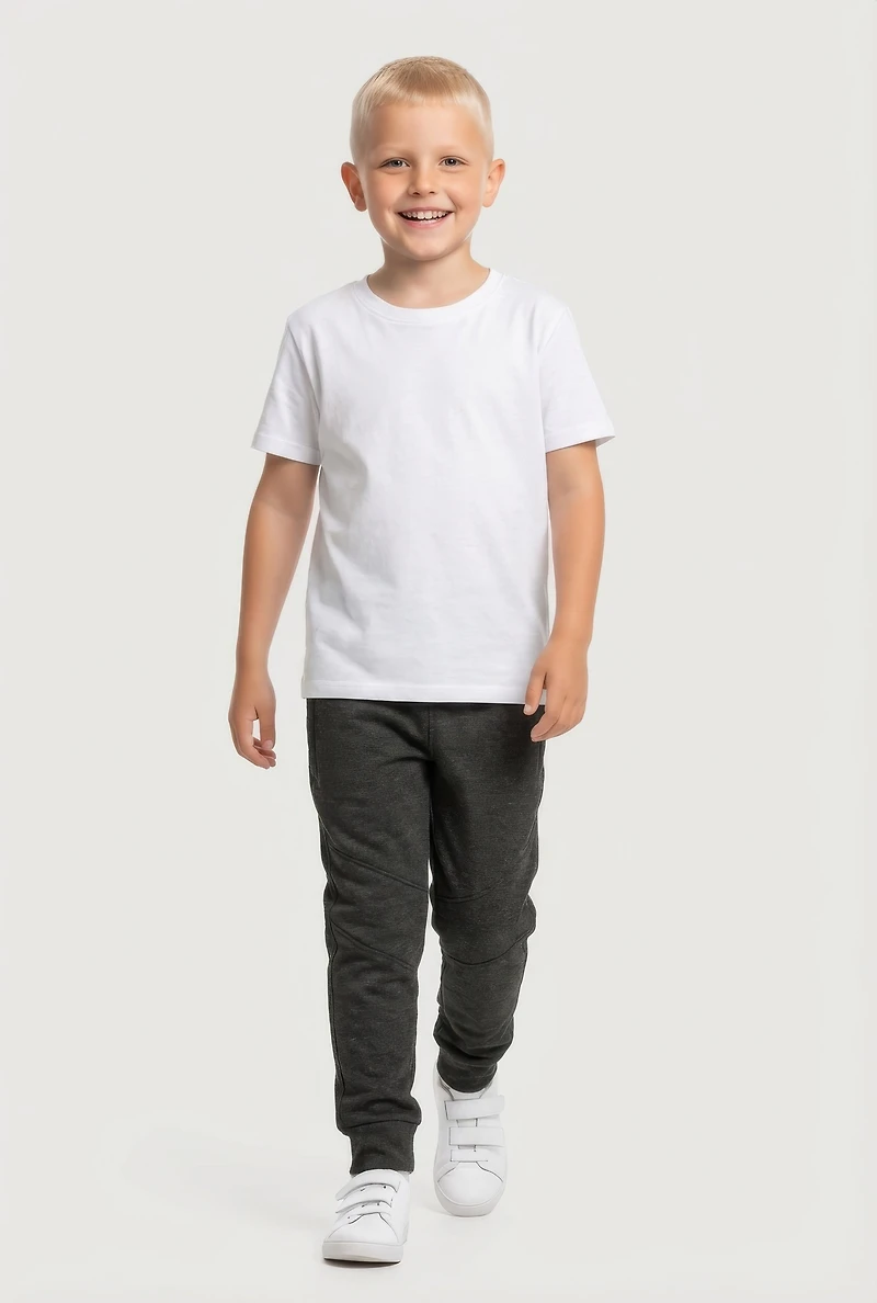 Little Boys Mid Rise Fleece Lined Joggers 2 Pack