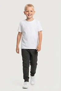 Little Boys Mid Rise Fleece Lined Joggers 2 Pack