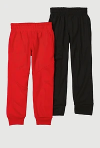 Little Boys Mid Rise Fleece Lined Joggers 2 Pack, Red, Size 5-6
