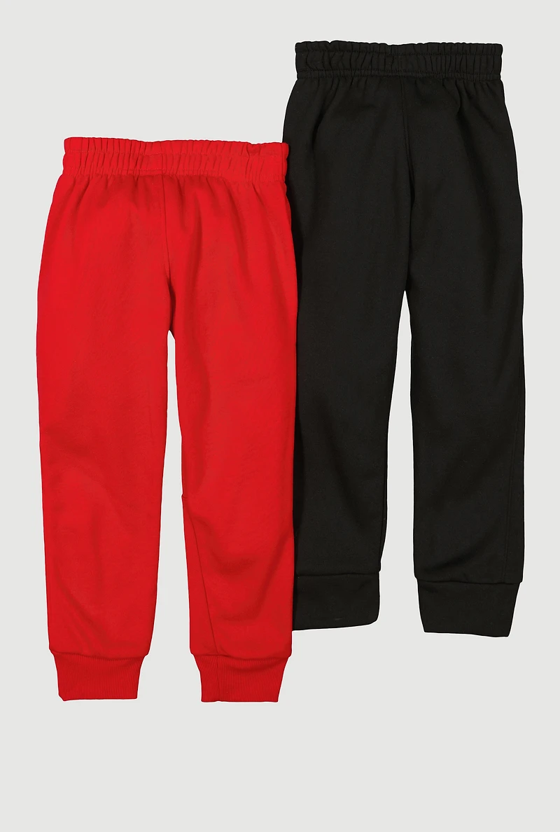 Little Boys Mid Rise Fleece Lined Joggers 2 Pack