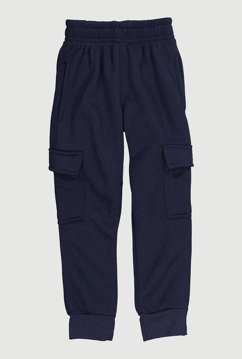 Little Boys Cargo Pocket Fleece Joggers