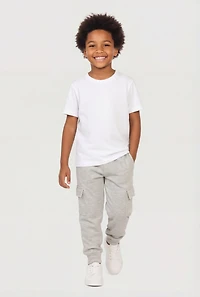 Little Boys Cargo Pocket Marled Fleece Joggers