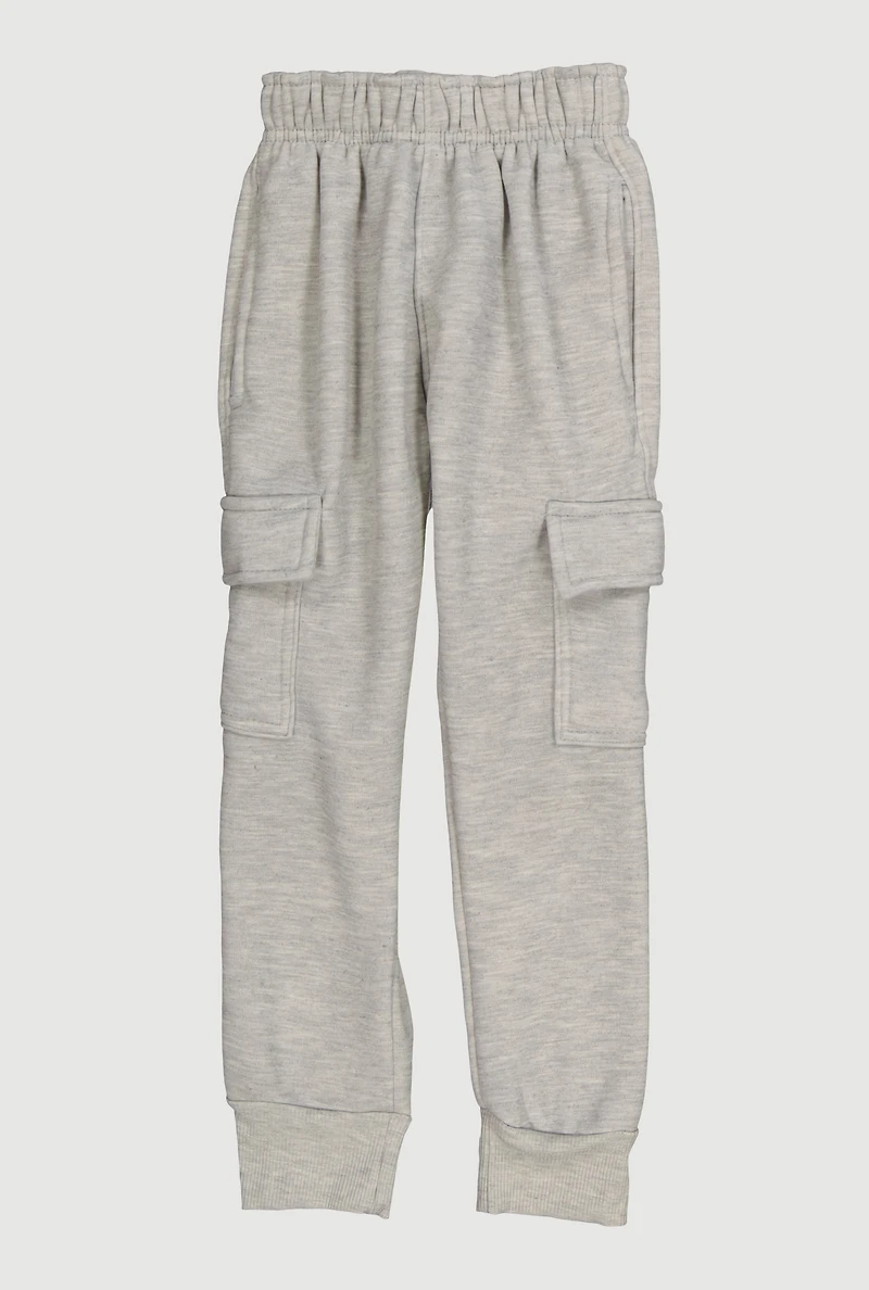 Little Boys Cargo Pocket Marled Fleece Joggers